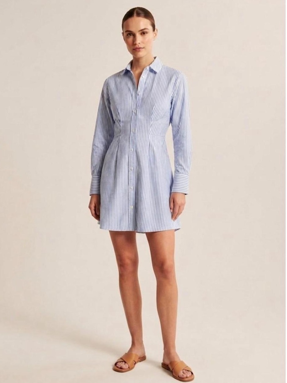 Abercrombie & Fitch Light Blue Stripe Shirt Mini Dress